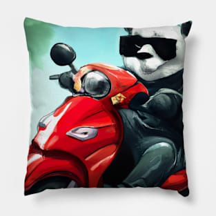 Motorcycle Panda Pillow