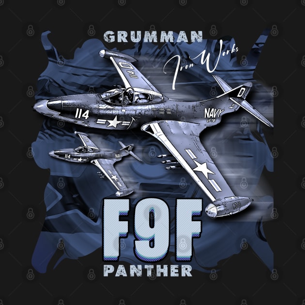 Grumman F9F Panther Carrier-Based Jet Fighter by aeroloversclothing