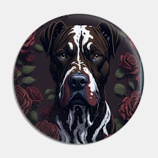 Dogo Canario red roses 2 Pin