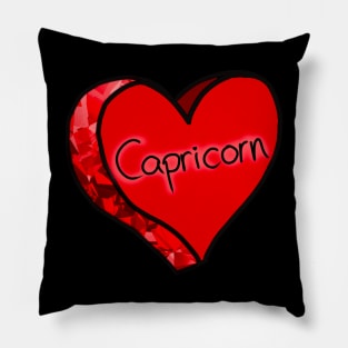 Capricorn Red Ruby Star Sign Love Heart Pillow