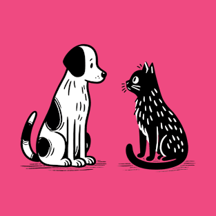 white dog and black cat T-Shirt