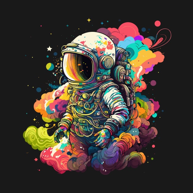 Astronaut in Space Colorful Vibrant Psychedelic by K3rst