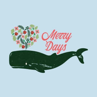 Merry Days Festive Holiday Whale T-Shirt