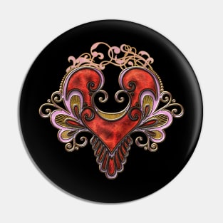 Wonderful elegant heart with feathers Pin