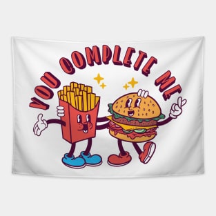 funny burger and french freis cartoon Tapestry