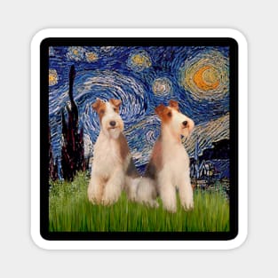 Starry Night Adapted to Include Two Wire Fox Terriers Magnet