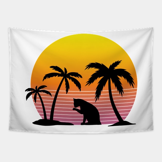 Cat on the beach Tapestry by artdise