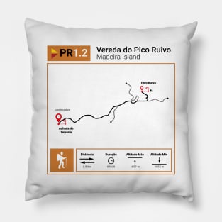 Madeira Island PR1.2 VEREDA DO PICO RUIVO trail map Pillow