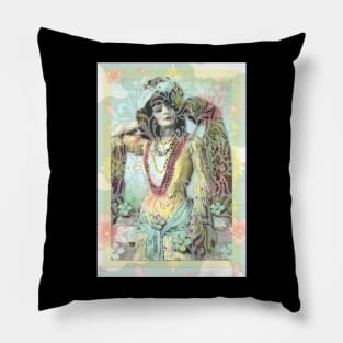 Lady With Lace Overlay Pillow