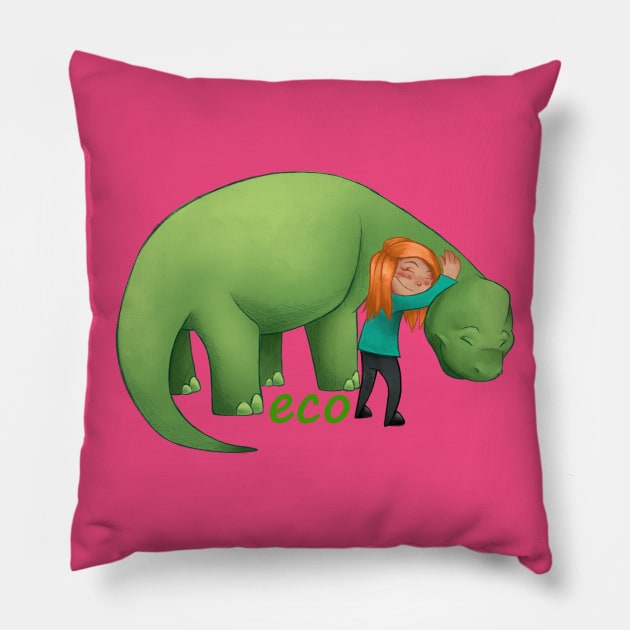 Hug A Friend! - Bronto With Girl Edition Pillow by eco