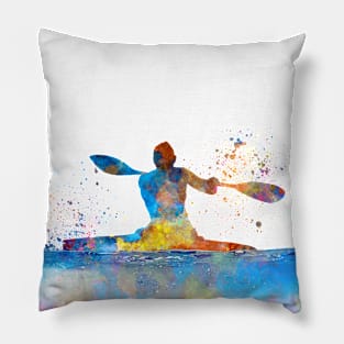 Kayak in watercolor Pillow