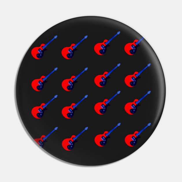 Cool Red Blue Electric Guitar Pattern Pin by Atomus