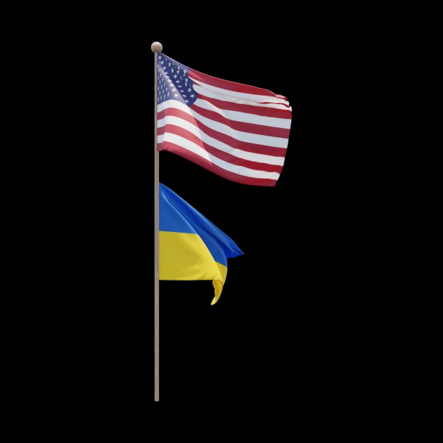 USA Ukraine Flag Pole Brotherhood by MAR-A-LAGO RAIDERS