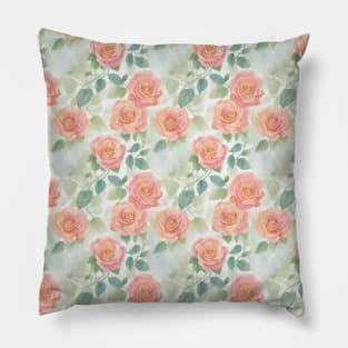 Pink Roses - Watercolor Pattern Pillow