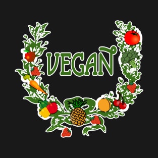 VEGAN with Cute Veggie Wreath T-Shirt