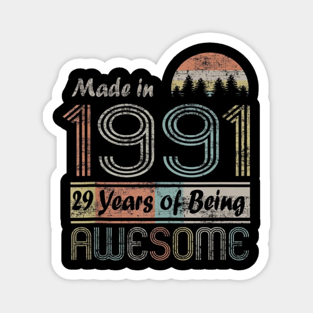 Vintage 1991 Made In 1991 29th Birthday 29 Years Old Gift Magnet by semprebummer7