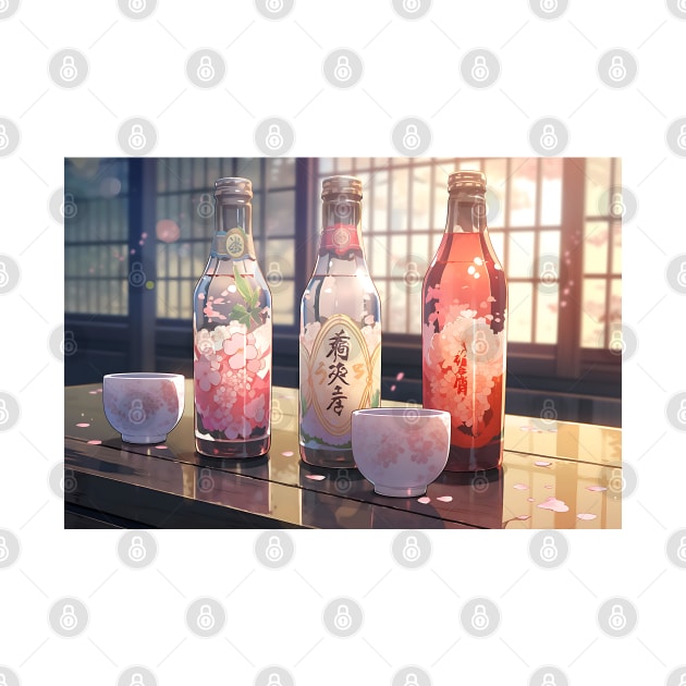 Japanese Sake - Anime Wallpaper by KAIGAME Art