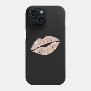 White Gold Faux Glitter Lips Phone Case