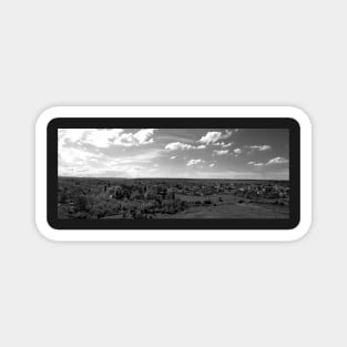 Old village panorama, black and white photography Magnet