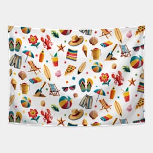 Retro Beach Pattern Tapestry