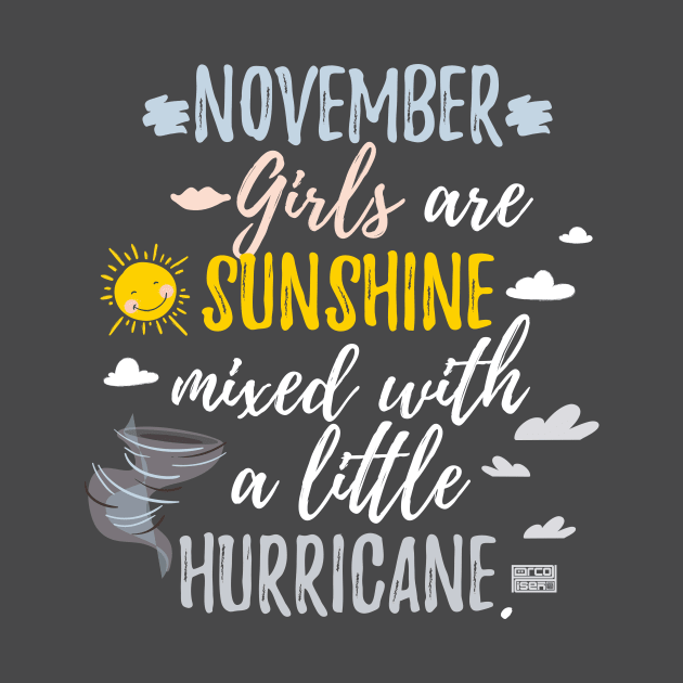 NOVEMBER Girls Sunshine and Hurricane Birth Month by porcodiseno