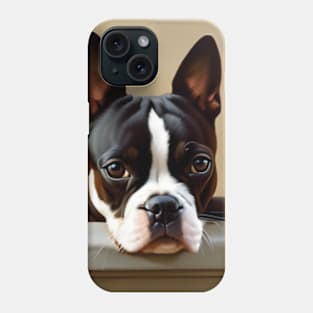 Boston Terrier Portait Oil Painting artwork For dog owners and lovers! Phone Case