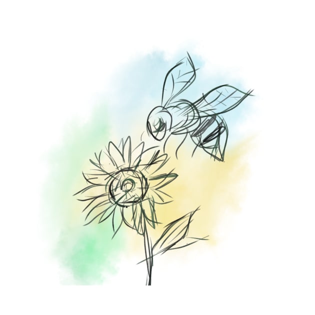 Bee landing on flower by CutiePoos