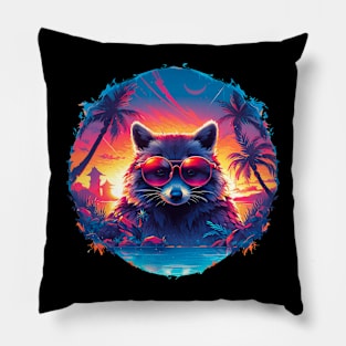 Raccoon in sunglasses Pillow