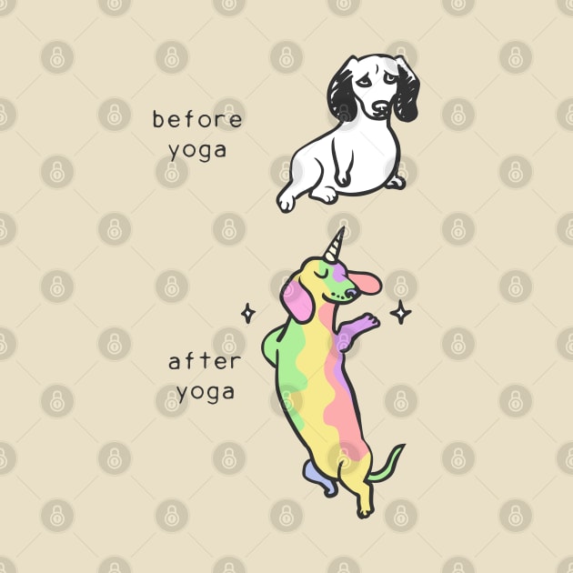 Before after yoga dachshund by huebucket