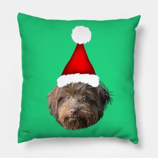 Santa Hat Havanese Dog Xmas Portrait Pillow