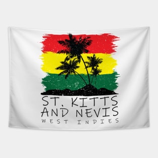 St Kitts and Nevis National Colors with Palm Silhouette Tapestry