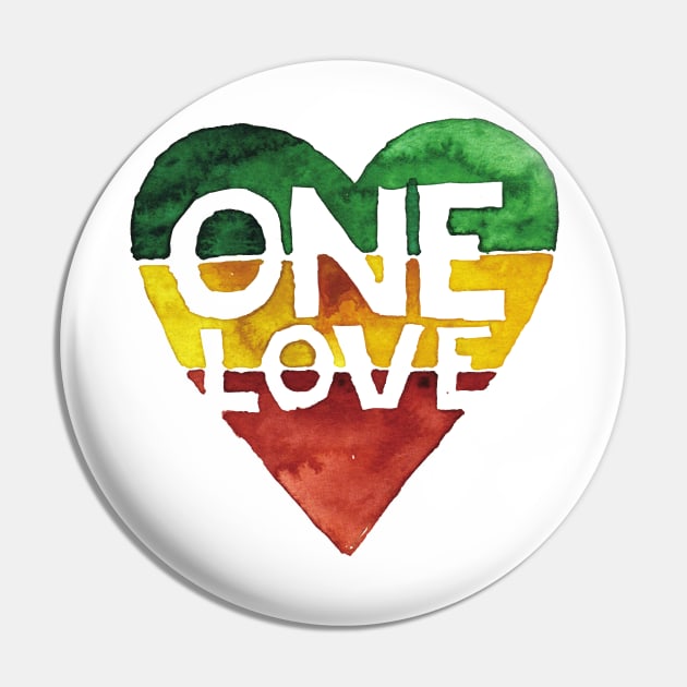 One Love Music Rasta Reggae Heart Peace Roots Pin by backlessprojector