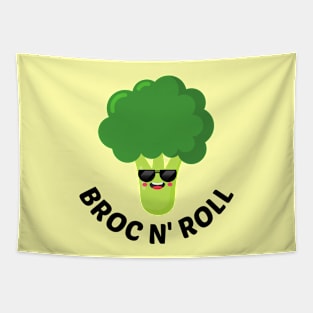 BROC N' ROLL - Cute Broccoli Pun Tapestry