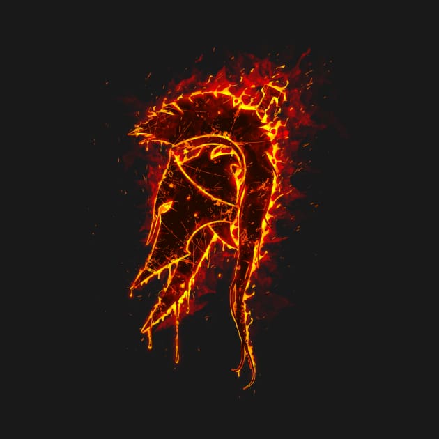 Spartan Helmet logo fire by chriskar