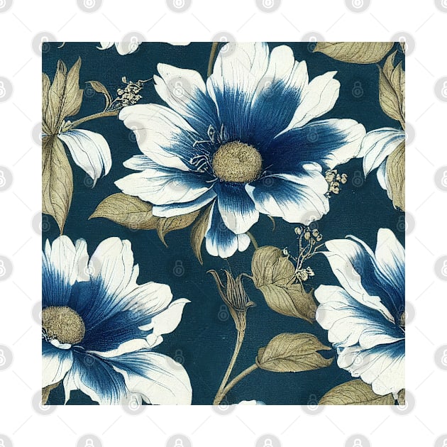 Vintage Floral Romantic Blue Flower Design by VintageFlorals