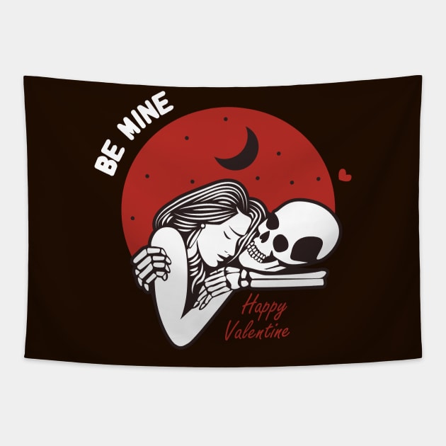 Skeleton in love Tapestry by BlindVibes