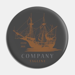 Classic illustrative sailing ship logo Pin