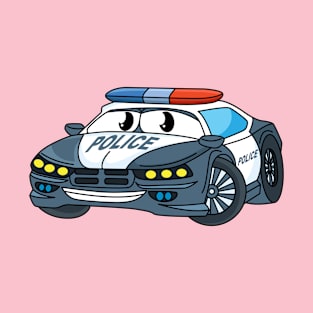 Cute happy police car cartoon illustration T-Shirt