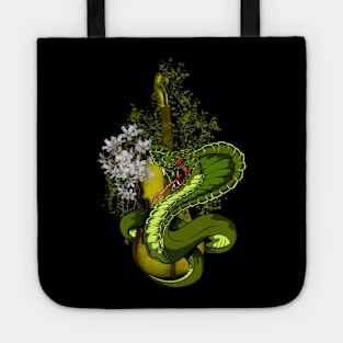 Wonderful violin with awesome snake and flowers Tote