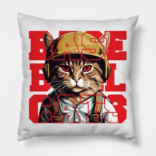 Cat with a Gold Baseball Cap Pillow