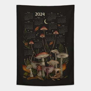 2024 Yearly Calendar - Enchanting Mushrooms Tapestry