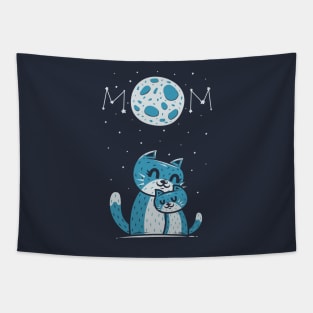 The Moon And The Mom Cat II Tapestry