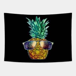 Hawaiian Pineapple with Sunglasses Aloha Beach Tapestry