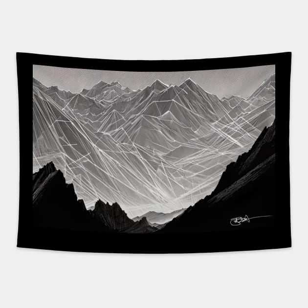 Minimalist Geometry Mountain Range 72 Tapestry by Benito Del Ray