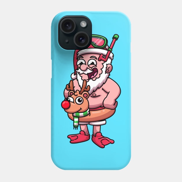 Fat Santa In Scuba Outfit Phone Case by TheMaskedTooner