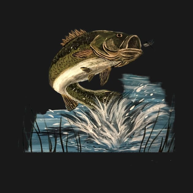 Largemouth Bass Jumping by SistersInArtN