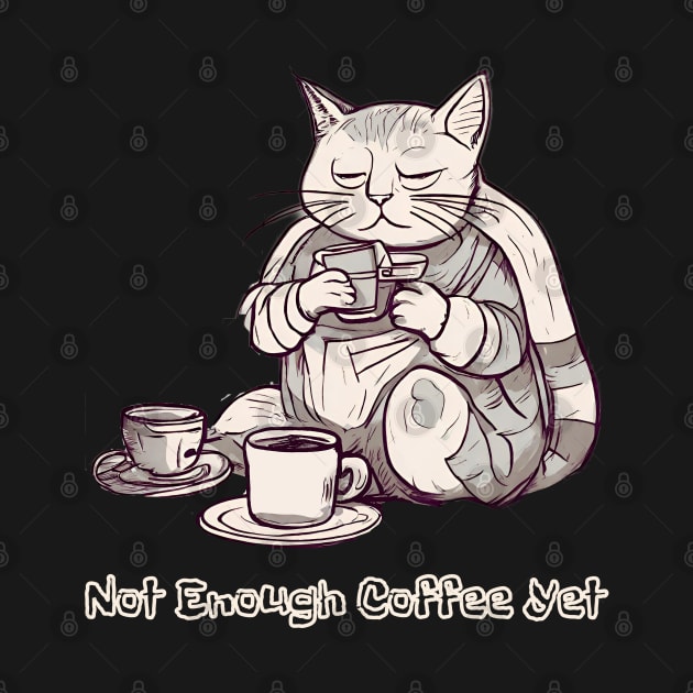 Not Enough Coffee Yet, Coffee Lover, Cute Cat by Peacock-Design