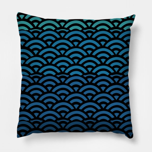 Retro Japanese Clouds Pattern RE:COLOR 12 Pillow by HCreatives