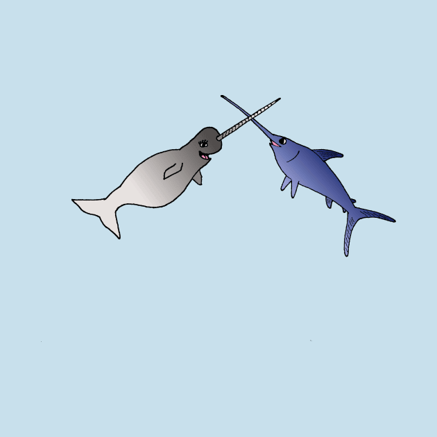 En Garde! Narwhal vs Swordfish by TeamKeyTees