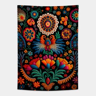 Botanical vintage Ethnic embroidery Floral design 3 Tapestry